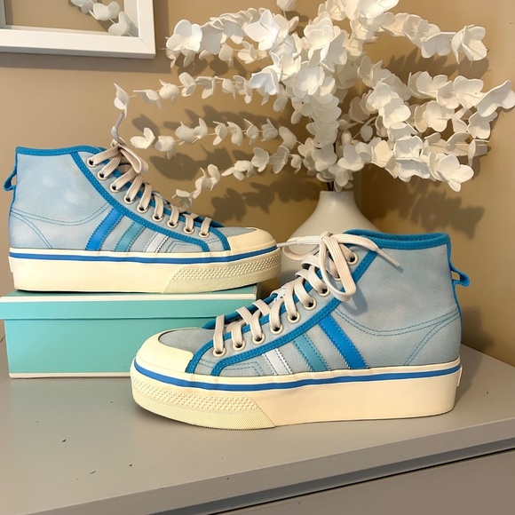 LikeNew! adidas Parley Nizza Platform Mid  Almost Blue Sneakers Women's Size 8.5 - Picture 13 of 15